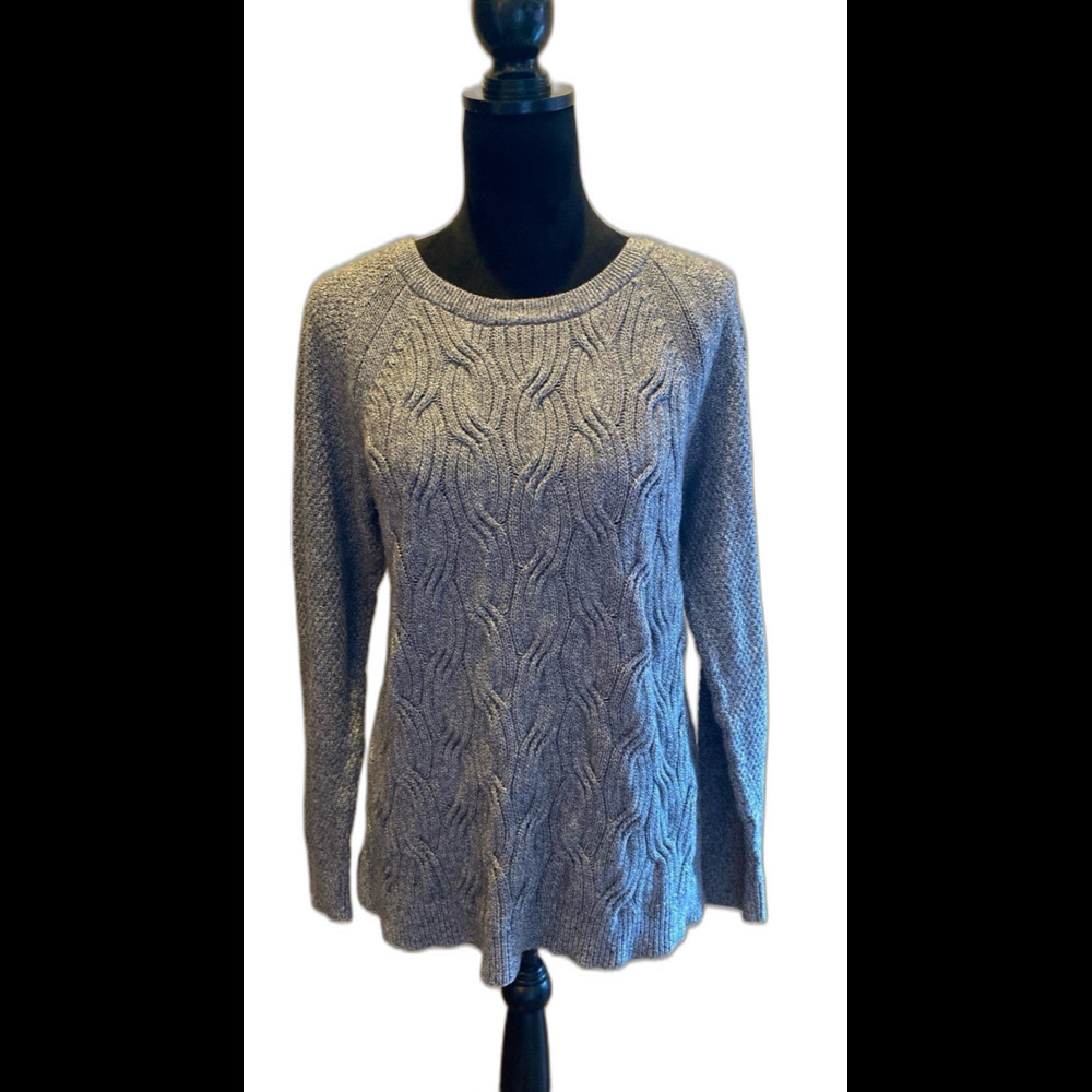 Sonoma Sweater Plus size XL Gray Crew Neck Unique Cable Knit Design 53%‎ Cotton